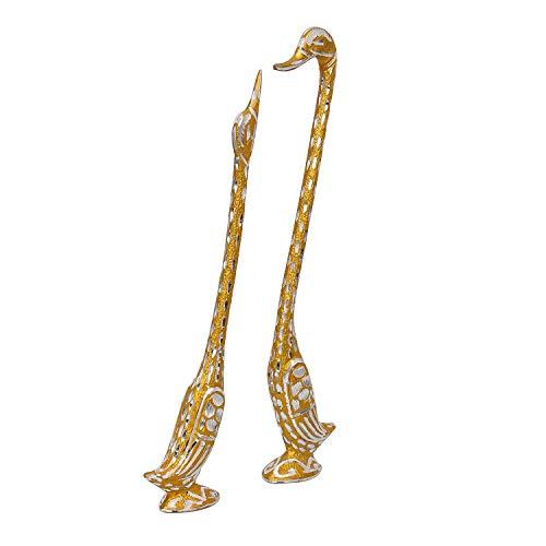 JaipurCrafts Aluminium Pair Of Kissing Duck Showpiece, 13.50 IN, Gold, 1 Piece