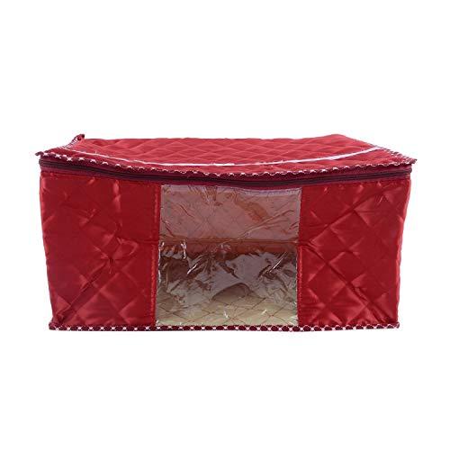 JaipurCrafts 1 Pcs Satin Fabric Saree Cover, 15 Sarees, Gift Set, Maroon (45 x 35 x 23 cm)
