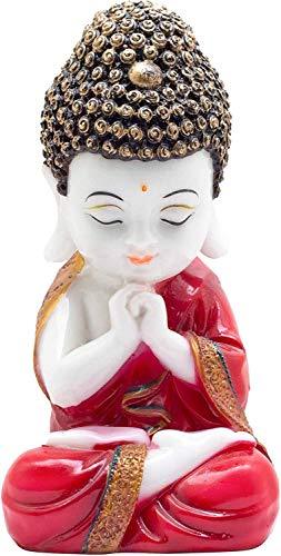 JaipurCrafts Premium Child Monk Showpiece - 20.00 cm (Polyresin, Golden, Red)- for Home Decor| Office Decor| Valentines Day Gifts | Diwali Decor| Vaastu Decor| Fengshui