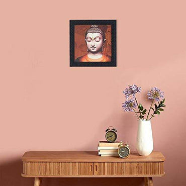 JaipurCrafts Gautam Buddha Framed UV Digital Reprint Painting (Wood, Synthetic, 26 cm x 26 cm)