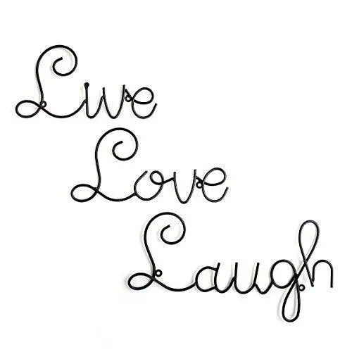 JaipurCrafts Iron Wall Mount Word Sculpture (live : 4 x 7 inch love : 4 x 8 inch laugh 4 x 12 inch, Black)