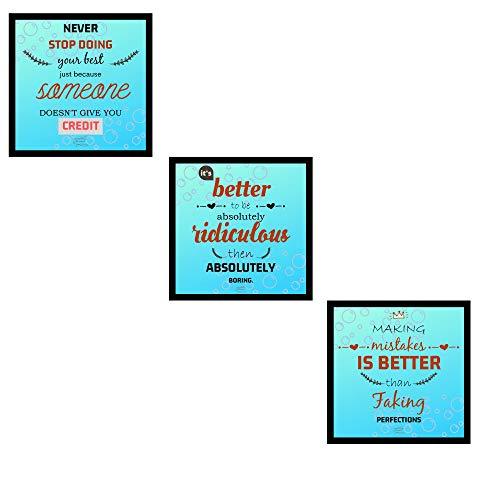 Webelkart Set of 3 Motivational/Inspirational Photo Frame for Wall, Office, Study Room Decoration Poster Framed, Size - 10 x 10 INCH