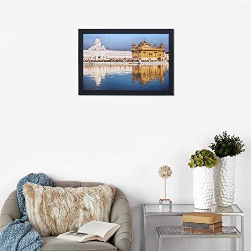 JaipurCrafts Golden Tample Large Framed UV Digital Reprint Painting (Wood, Synthetic, 36 cm x 51 cm)