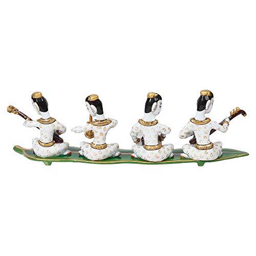 Webelkart Hand-Painted Rajasthani Musician Group Metal Figurine - 13.50 Inch x 4 Inch x 3 Inch (Metal, Multi-Color)