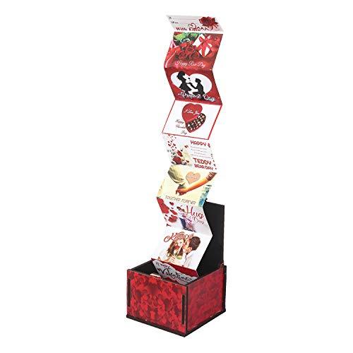 Webelkart Artificial Box (Red, 1 Wood Box With 8 Fold Greeting Card)