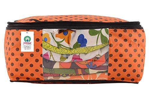 JaipurCrafts 12 Pieces Polka Dots Non Woven Saree Cover Set, Orange (45 x 35 x 21 cm)