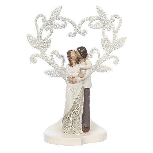 Webelkart Ceramic Cute Romantic Valentine Love Couple Sitting Statue, 16cm, White, 1 Piece