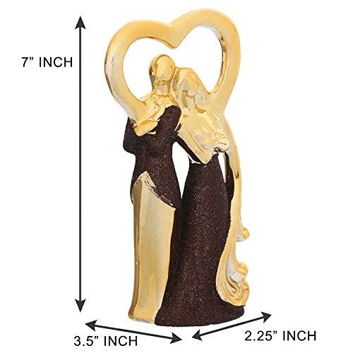 Webelkart Ceramic Cute Romantic Valentine Love Couple Sitting Statue Showpiece Gifts; 19 cm; Multicolour