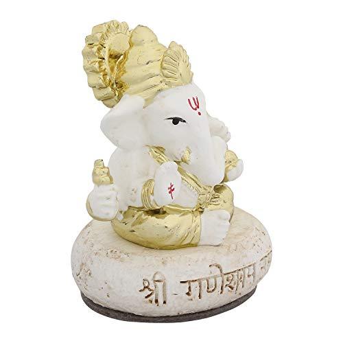 Webelkart Gold Plated Lord Ganesha for Car Dashboard Statue Ganpati Figurine God of Luck & Success Diwali Gifts Home Decor (Size: 2.75 x 2.25 inches)