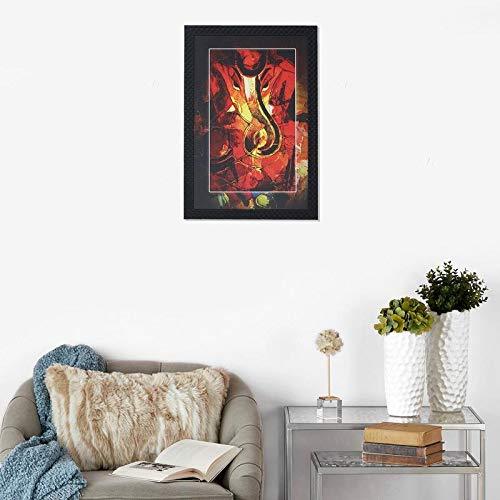 JaipurCrafts Lord Ganesha Large Framed UV Digital Reprint Painting (Wood, Synthetic, 36 cm x 51 cm)