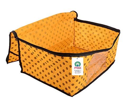 JaipurCrafts 12 Pieces Polka Dots Non Woven Saree Cover Set, Yellow (45 x 35 x 21 cm)