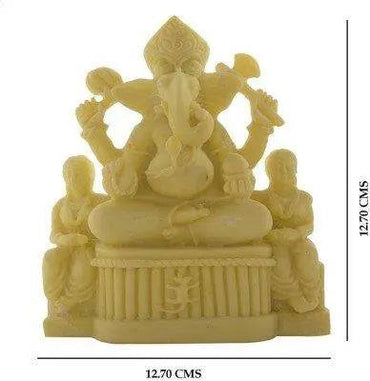 JaipurCrafts Pure White Lord Ganesha with Riddhi and Siddhi Showpiece - 12.7 cm (Stoneware, White)