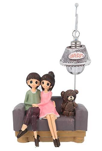 Webelkart Resin Cute Romantic Valentine Love Couple Sitting On Sofa Statue Showpiece, 20 CM, Multicolour, 1 Piece