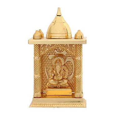JaipurCrafts Metal Gold Plated Ganesha Decorative Temple Figurine Lord Ganpati Lakshmi Statue Good Luck Spiritual Pooja Gifts Idols(Size 5 x 2.75 Inches, Small)