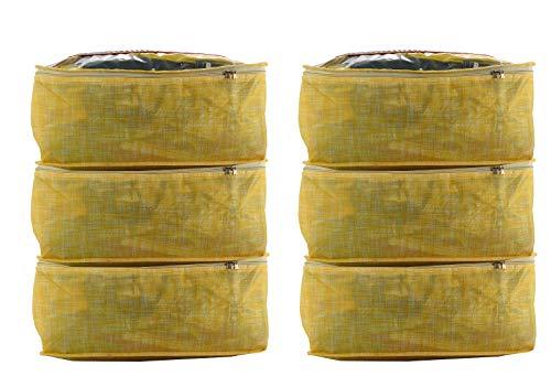 JaipurCrafts 6 Pieces Non Woven Saree Cover Set, Gold (45 x 32 x 22 cm)