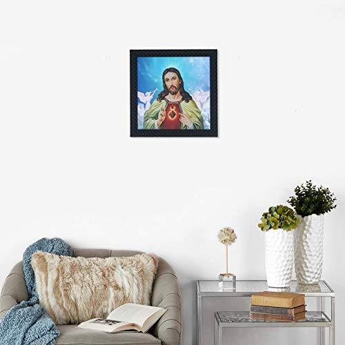 JaipurCrafts God Jesus Framed UV Digital Reprint Painting (Wood, Synthetic, 30 cm x 30 cm)