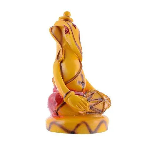 JaipurCrafts Lord Ganesha Playing Dholak Musician Showpiece - 24 cm (Polyresin, Multi Color)| for Gifting| Garden Decor| Diwali Gifts| Living Room Decor