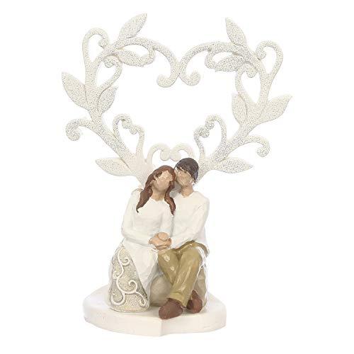 Webelkart Ceramic Cute Romantic Valentine Love Couple Sitting Statue, 16cm, White, 1 Piece