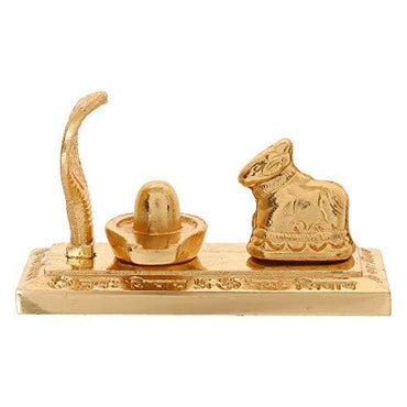 Webelkart Premium Gold Plated Shiv Parivar with Shivling and Shri Nandi