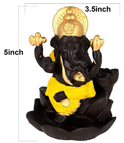 JaipurCrafts WebelKart Backflow Incense Burner Lord Ganesha Emblem Auspicious and Success Cone Censer Ceramic Home Decor Ganesha Stick Holders with Free 10 Backflow Cones Yellow