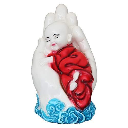 Webelkart Premium Cute Child Monk Sleeping on Palm Showpiece - 12 cm (Polyresin, Multi)- for Home Decor| Office Decor| Valentines Day Gifts | Diwali Decor| Vaastu Decor| Fengshui
