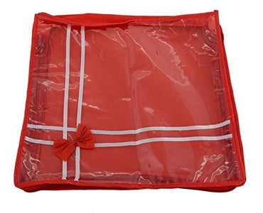 JaipurCrafts 12 Pcs Non Woven Fabric Saree Cover, 3 Sarees, Gift Set, Maroon