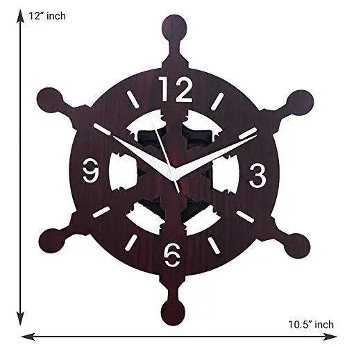Webelkart New and Improved Antique Ship Wheel Wood Wall Clock for Home Stylish - 12 Inch x 10.50 Inch