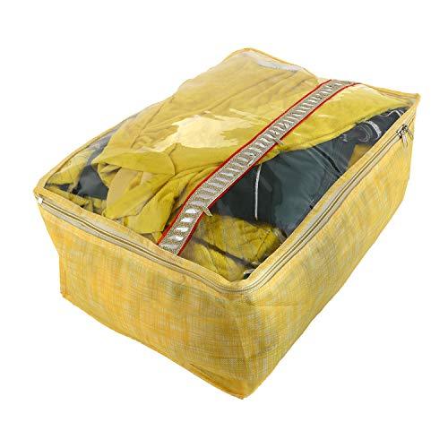 JaipurCrafts 3 Pieces Non Woven Saree Cover Set, Golden (45 x 32 x 22 cm)