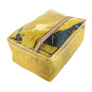 JaipurCrafts 3 Pieces Non Woven Saree Cover Set, Golden (45 x 32 x 22 cm)