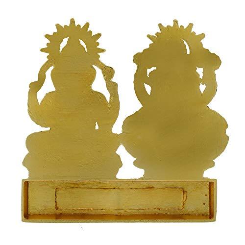 JaipurCrafts Laxmi Ganesh Gold Plated Statue - Idol for Car Dashboard, Home, Office Décor, Gifting Decorative Showpiece, Temple Gift (Zinc, Golden)- 2.75 in x 2.75 in