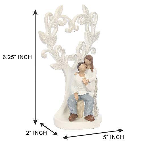 Webelkart Ceramic Romantic Valentine Love Couple Sitting Statue Showpiece, 16cm, White, 1 Piece