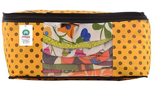 JaipurCrafts 12 Pieces Polka Dots Non Woven Saree Cover Set, Yellow (45 x 35 x 21 cm)
