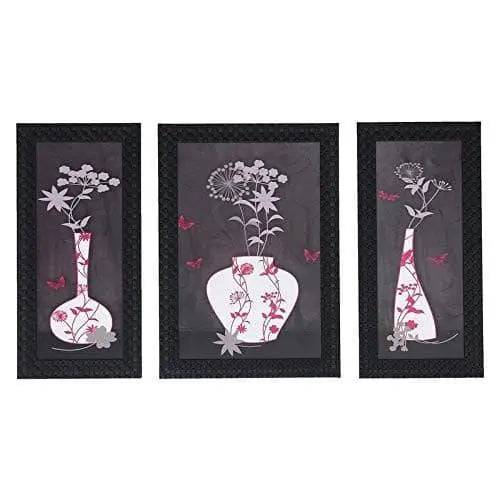 JaipurCrafts Lord Ganesha Set of 3 Large Framed UV Digital Reprint Painting (Wood, Synthetic, 36 cm x 61 cm)