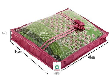 JaipurCrafts 1 Pcs Satin Fabric Saree Cover, 3 Sarees, Gift Set, Pink