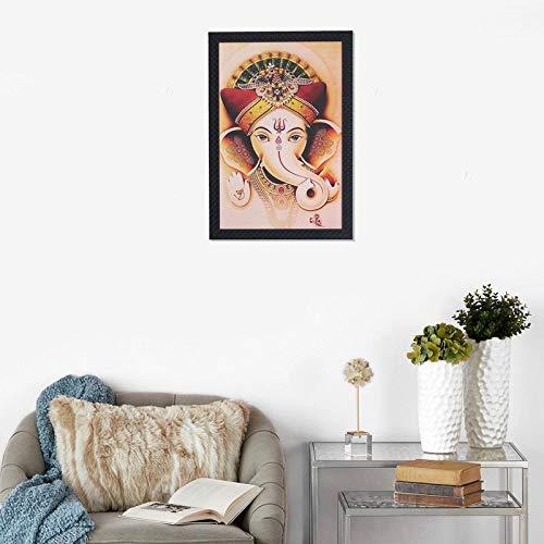 JaipurCrafts Lord Ganesha Large Framed UV Digital Reprint Painting (Wood, Synthetic, 36 cm x 51 cm)