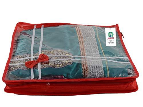 JaipurCrafts 12 Pcs Non Woven Fabric Saree Cover, 3 Sarees, Gift Set, Maroon