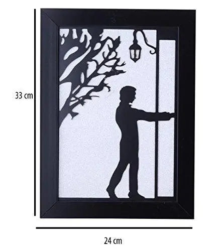 JaipurCrafts Beautiful Loving Couple Designer Wall Art On Laser Cut Wooden Laminates Valentine's Day Gift - Couple in Love ( 33 Cm x 24 Cm) Set Of 2