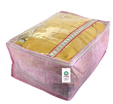 JaipurCrafts 6 Pieces Premium Flower Print Non Woven Saree Cover Set, Purple (45 x 35 x 23 cm)