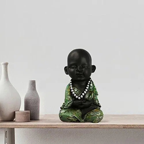 JaipurCrafts Cute Child Monk Showpiece - 14 cm (Polyresin, Multicolor)- for Home Decor| Office Decor| Valentines Day Gifts | Diwali Decor| Vaastu Decor| Fengshui