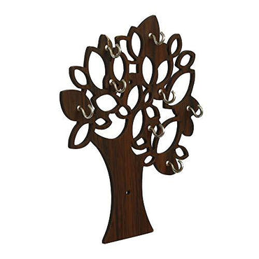 JaipurCrafts Tree Wooden Key Holder (19 cm x 17.78 cm x 0.4 cm, Beige)- 7 Hooks