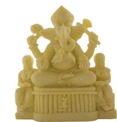 JaipurCrafts Pure White Lord Ganesha with Riddhi and Siddhi Showpiece - 12.7 cm (Stoneware, White)