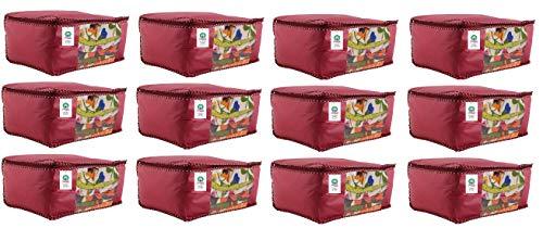 JaipurCrafts 12 Pieces Non Woven Saree Cover Set, Maroon (45 x 35 x 21 cm)