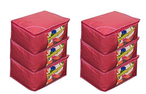 JaipurCrafts 6 Pieces Non Woven Saree Cover Set, Pink (45 x 35 x 22 cm)