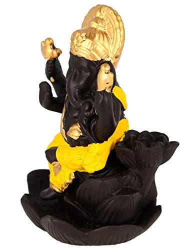 JaipurCrafts WebelKart Backflow Incense Burner Lord Ganesha Emblem Auspicious and Success Cone Censer Ceramic Home Decor Ganesha Stick Holders with Free 10 Backflow Cones Yellow