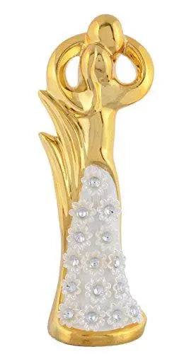 JaipurCrafts Loving Couple Showpiece - 25.4 cm (Stoneware, Silver, Gold)
