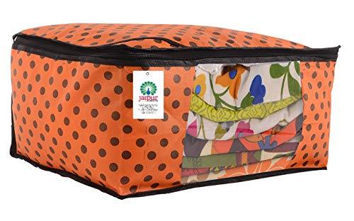 JaipurCrafts 12 Pieces Polka Dots Non Woven Saree Cover Set, Orange (45 x 35 x 21 cm)