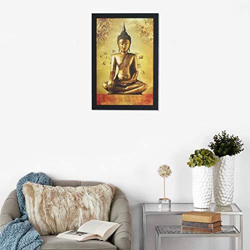 JaipurCrafts Gautam Buddha Large Framed UV Digital Reprint Painting (Wood, Synthetic, 36 cm x 51 cm)