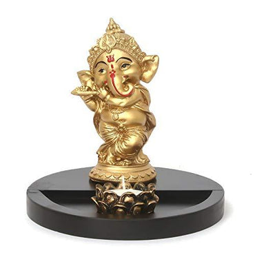 JaipurCrafts Polyresin Ganesha Dancing Idol, 7.50 IN, Gold, 1 Piece