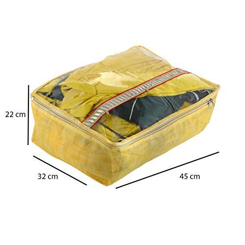 JaipurCrafts 3 Pieces Non Woven Saree Cover Set, Golden (45 x 32 x 22 cm)