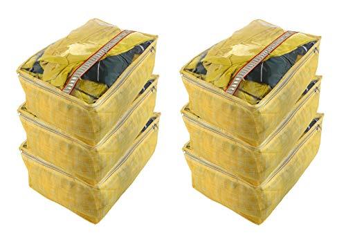 JaipurCrafts 6 Pieces Non Woven Saree Cover Set, Gold (45 x 32 x 22 cm)
